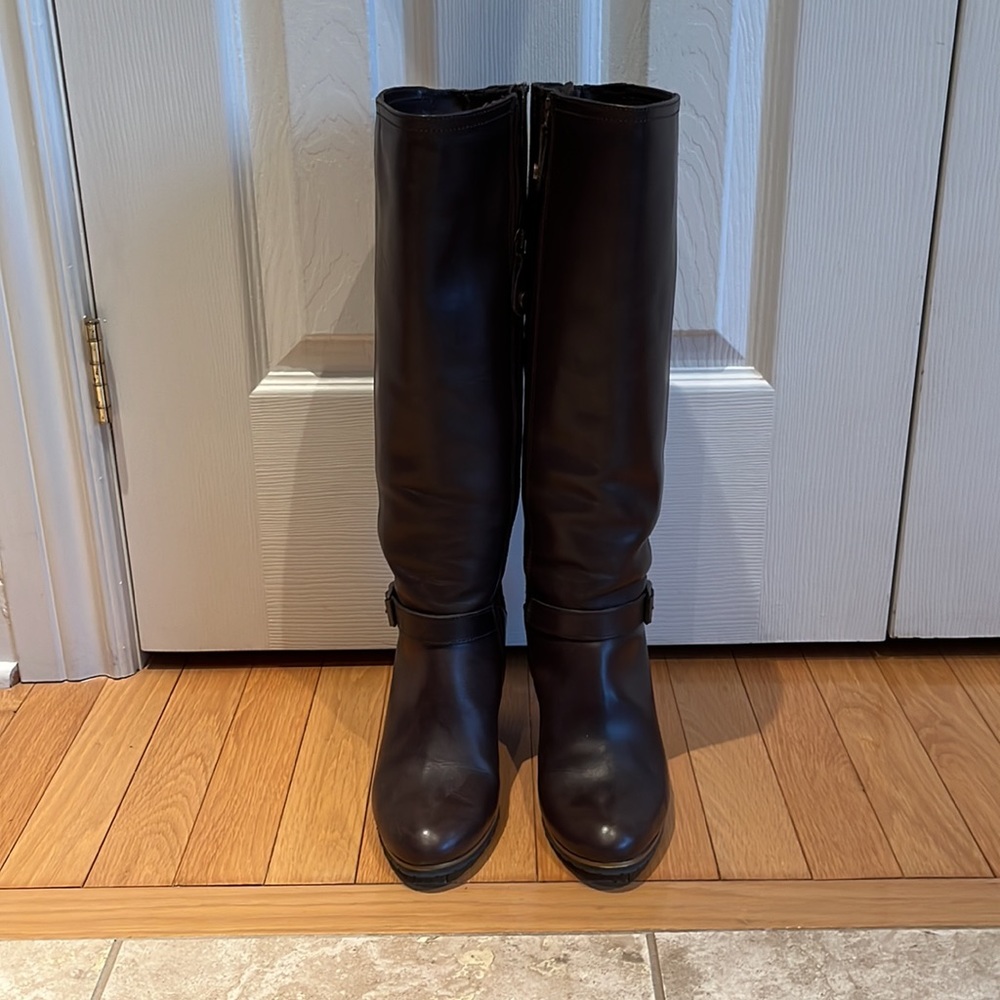 Fabianelli Italian Crafted Leather Knee High Heeled Boots Size 38 - Picture 3 of 11
